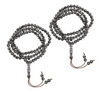 FRCOLOR 2 Pack Arabic Rosary Beads 99 Bead Acrylic Tasbih Bracelet with Elegant Middle Eastern Design for Men Women Comfortable Daily Dhikr Meditation and Eid Ramadan Present