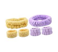 FRCOLOR 2 Pack Face Wash Headband Wristband Set Soft Fluffy Skincare Hairband for Women Girls