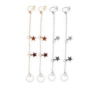 FRCOLOR 2 Pairs Long Pendant Ear Accessories Wireless Earphone Hanger Stylish Clip Earrings for Women Workout Lost Fashionable Gold Silver