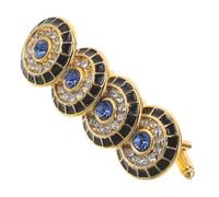 FRCOLOR 2 Pairs Men's Shirt Cufflinks with Alloy and Rhinestone, Elegant round Eye Embellishments, Precise Setting Techniques, Resists Fading, for Formal Gatherings and Weddings