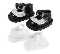 FRCOLOR 2 Pairs Miniature Doll Dress Up Shoes with Lace Details for Girl Costume Accessories Soft and Sturdy Mini Shoes for Reborn Dolls and House Ornaments