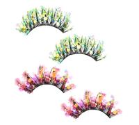 FRCOLOR 2 Pairs Sparkly False Eyelashes Dramatic Glitter Lash Clusters with Rhinestones and Sequins for Stage Makeup Masquerade Cosplay and Special Events