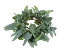 FRCOLOR 2 Pcs Eucalyptus Candle Wreaths Realistic Silk Fabric Green Candle Rings Finely Crafted Easy to Use Table Decoration for Party and Wedding Centerpieces