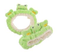 FRCOLOR 2 pcs Green Frog Headband Frog Eye Elastic Headband Cute Makeup Headbands Funny Spa Headbands Soft Microfiber Coral Fluffy Towel Cute Creative Hair Accessories for Womens