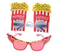 FRCOLOR 2 Pcs Lightweight Cartoon Party Glasses Fun Hot Dog Popcorn Shaped Eyewear for Festivals Birthdays and Photo Props Comfortable Fit for Adults
