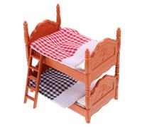 FRCOLOR 2 pcs Mini Double Bunk Beds for Doll House Furniture Wear Resistant and Break Resistant Miniature Bedroom with Pillows and Quilts Lightweight and Lifelike Simulation for