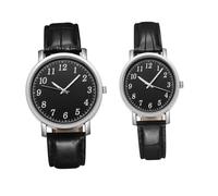 FRCOLOR 2 Pcs Minimalist Leather Wrist Watches for Couples Durable Classic Black Casual Quartz for Men Women Skin Friendly Design with Precise Movement Lightweight Comfortable Wear