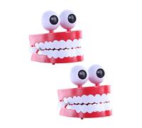 FRCOLOR 2 Pcs Wind-Up Chattering White Teeth Toy Stress Relief Fidget Toy for Boys and Girls Fun Clockwork