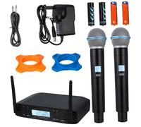 FRCOLOR 2 Pcs Wireless Microphone System Cordless Handheld Mics Uk Plug Stable Reception with Advanced Frequency Modulation for Live Performances Speeches Karaoke Compatible with Mixers