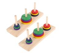 FRCOLOR 2 Pcs Wooden Brain Puzzle Tower of Hanoi Intellectual Board Game for Adults and Smooth Surface Safe Material Creative Mind Game for Home DIY Party Playing