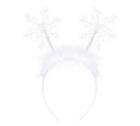 FRCOLOR 2 Pieces Snowflake Headbands, Cute Christmas Feather Snowflake Head Boppers Hair Accessories for Xmas Party