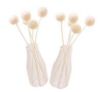 FRCOLOR 2 Set Miniature Japanese Style Doll House Flower with Artificial Flowers Transparent Glass Mini House Decor Accessories for Micro Landscape and Dollhouse Adornment