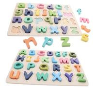 FRCOLOR 2 Sets Alphabet Puzzle for Logic Educational Cognitive Jigsaw Lowercase Letter Matching Game Wear Resistant Wood Learning for Early Childhood Development