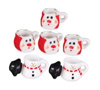 FRCOLOR 2 Sets Ceramic Dollhouse Tea Set Porcelain Miniature Snowman Teacups and Teapot Holiday Decor Collectible Kitchen Accessories for Play