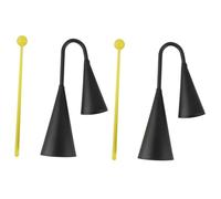 FRCOLOR 2 Sets Double Ear Black Metal Cowbell with Strikers Percussion Instrument for Childrens Music Cheering Training Clear Crisp Sound for Rock Country Latin Genres Kit