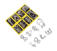 FRCOLOR 2 Sets Intellectual Nine Ring Buckle Puzzle Metal Disentanglement Educational Portable Wire Brain Teasers for Adults Challenge Fun Gift
