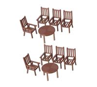 FRCOLOR 2 Sets Miniature Table Chair Set of Realistic Dollhouse Furniture Accessories for Micro Landscapes Fairy Gardens No Assembly Required Sturdy Plastic Construction