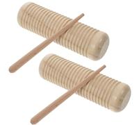 FRCOLOR 2 Sets Wooden Guiro Percussion Instrument Early Educational Music for Fine Polished Safe Play Sound Wrist and Arm Exercise Birthday