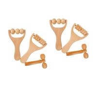 FRCOLOR 2 Sets Wooden Massage Roller Hand Massager Tool Reflexology for Foot Shoulder Neck Thigh Ergonomic Handle Smooth Portable for Home Travel