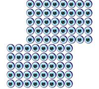 FRCOLOR 200pcs Blue Resin Evil Eye Beads Flat Back Oblate Shape Smooth Surface Beads for Jewelry Making and Hair Clip Accessory DIY Crafting