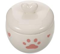 FRCOLOR 20oz Ceramic Pet Urns Small Urn for Cat Dog Ashes Keepsake Heart Paw Pattern Decorative Memorial Souvenir for Pet Loss