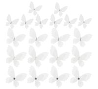 FRCOLOR 20pcs Butterflies Patches Organza Clothes Patch with Rhinestones and Imitation Pearls Double Layers Appearance Creative Beautiful Design for DIY Crafts and Clothing Decoration