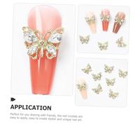 FRCOLOR 20pcs Butterfly Nail Charms with Rhinestone Sparkle Glitter Nail Art Decorations for Parties and DIY Manicure Designs Gold Silver Mix