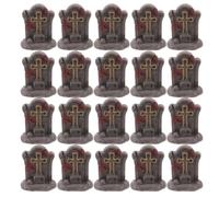 FRCOLOR 20pcs Gothic Resin Tiny Gravestones for Crafts, Mini Halloween Village Accessories with Detailed Miniature Craftsmanship, Convenient DIY Supply for Diorama Cemetery Decor