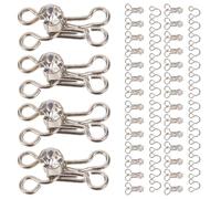 FRCOLOR 20pcs Metal Eye Closure Hooks Sewing Accessories for Pants Skirt Bra, Cheongsam Clothes Fasteners with Diamond Detail, Suitable for Garment Repairs and DIY Crafting