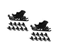 FRCOLOR 20pcs Mini Christmas Sleigh Plastic Santa Sleigh Car Model Xmas Miniature Ornaments for Tabletop Xmas Tree Hanging Decoration