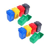 FRCOLOR 20pcs Mini Trash Can with Lids for Dollhouse Cartoon Desktop Waste Baskets for Sorting Recycling Education Interactive Role Play and Craft Decorations