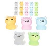 FRCOLOR 20pcs Miniature Luminous Resin Cat Figurines Tiny Glowing Animal Statues for Fairy Gardens Bonsai Potted Plants Micro Landscape Decor Cute Small Cat Ornaments for Indoor Use