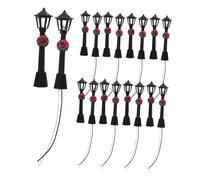 FRCOLOR 20pcs Miniature Street Lamps with LED Lights Black Simulation Model Lamps for Dollhouse Micro Landscape and Urban Night Scene Decoration Craftsmanship for Realistic Home Ornaments
