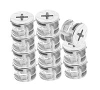 FRCOLOR 20pcs Nickel Plated Cam Locks Furniture Connectors with Pre-inserted Nuts Metal Cabinet Fasteners for Wardrobe Table Assembly DIY Furniture Hardware Accessories