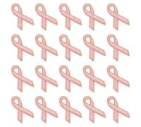 FRCOLOR 20pcs Pink Ribbon Iron-on Embroidered Patches for Breast Cancer Awareness, Decorative Sewing Appliques for Clothing Repair, DIY Jeans Repair Patch Set for Craft and Apparel