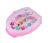 FRCOLOR 20pcs Resin Rings with Bright Colorful Design Acrylic Material Fun Small for Includes Portable Draw-bar Storage Box for Easy Organization and Play