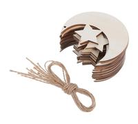 FRCOLOR 20pcs Unfinished Wooden Moon Star Shape Ornaments Blank Moon Star Slices Beige Natural Wood Unpainted Design Suitable for DIY Crafts Rustic Charm Nursery Wall Art Shower Favors