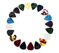 FRCOLOR 20pcs Xylonite Guitar Picks Variety Pack Multi Thickness for Electric Acoustic Guitars Durable Aesthetic Picks for Guitarists for Strumming Playing Protects Fingers Random Color