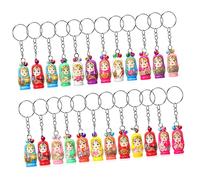 FRCOLOR 24 Pcs Russian Nesting Dolls Keychains Aesthetic Key Rings with Small Bells for Bag Key Decoration Creative for Adults Random Styles Included