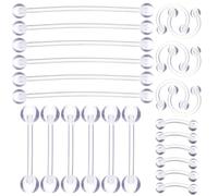 FRCOLOR 24Pcs Body Piercing Jewelry Transparent Eyebrow Tongue Nose Rings Comfortable Easy to Wear for Everyday Style Special Occasions