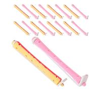 FRCOLOR 24pcs Dual-Color Plastic Perm Rods Set for Hair Curling, Cold Wave Curlers Rollers Kit White, Pink, Red and Yellow Rods, Suitable for Short and Long Hair Styling at Home and Salon