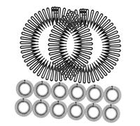 FRCOLOR 24PCS Flexible Hair Combs for Women Stretchy Plastic Headbands with Spring Design for Gentle Detangling and Secure Fit Suitable for Natural Hair and Wigs Comfortable Styling