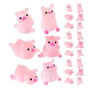 FRCOLOR 24pcs Luminous Mini Resin Pig Ornaments Glow Dark Tiny Decorative Figures for Garden Aquarium Dollhouse and Craft Projects Compact and Portable Pink Pig Decor