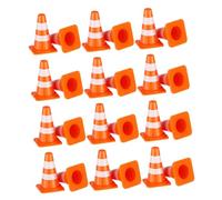 FRCOLOR 24pcs Mini Traffic Cones and Construction Road Signs for Orange Tiny Safety Barriers Educational Model for Learning Traffic Rules and Parking Lot Play