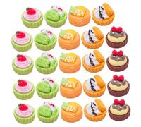FRCOLOR 24pcs Miniature Cake Dessert Models Fake Food for Doll House Kitchen Decorative Trays Pretend Play Party Food Trays for Creative Miniature Scenes