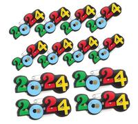 FRCOLOR 25pcs 2024 Digital Luminous Badge LED Heart Flashing Brooch LED Brooch Pin 2024 New Year Eve Party LED 2024 Brooch Pin Year LED New Year Lapel Pins Glow Decorations Light Plastic