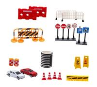 FRCOLOR 27Pcs Traffic Signs Set Bright Mini Road Cones Early Learning Props for Boys DIY Table Engineering Construction