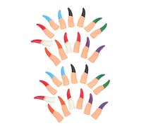 FRCOLOR 28 Pcs Luminous Halloween Finger Cots Unique Fake Nails Party Prank Props Costume Accessories for Witches Zombies Wizards Ghouls Goblins