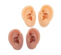 FRCOLOR 2Pair Silicone Ear Model Soft Flexible Piercing Practice Earring Display Body Parts for Jewelry Presentation Training with Realistic Skin Texture Skin-friendly Silicone for