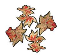 FRCOLOR 2pairs Lucky Koi Fish Iron Patches Embroidered Sequin Applique for Clothing DIY Repair Creative Fashion Accessory for Jeans Jackets Bags Easy Patch with Traditional Chinese